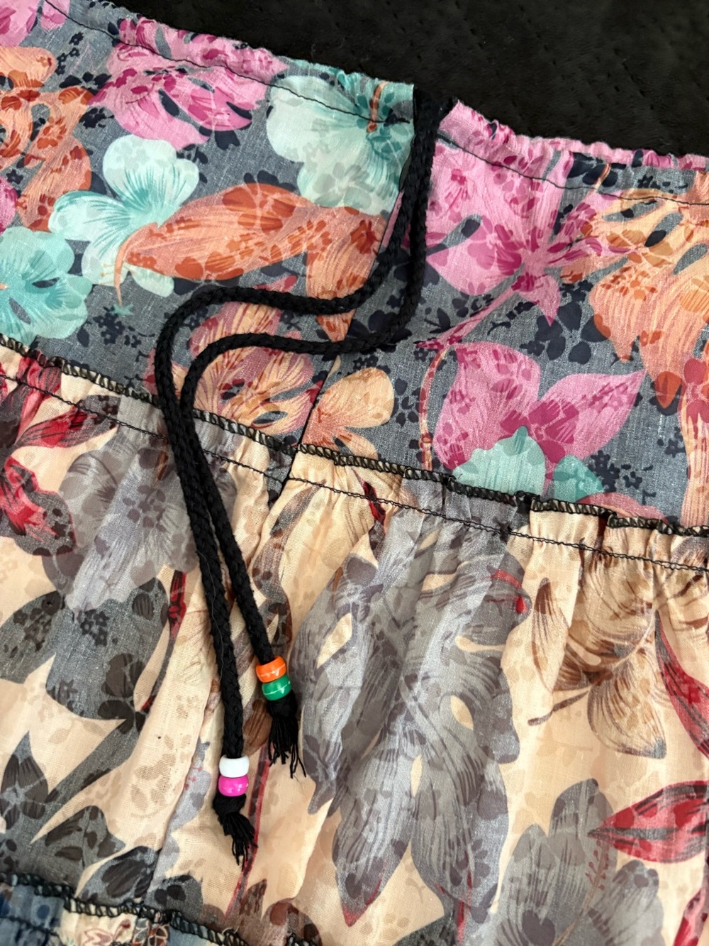 Boho Tiered Floral Maxi Skirt in Mixed Brights - Picture 3 of 7